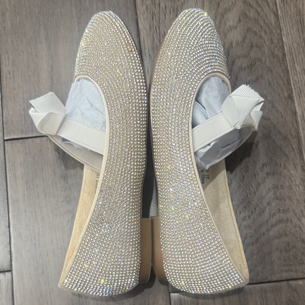 Sparkling crystal rhinestone Kids dress party Shoes with elastic Bow - Picture 4 of 6